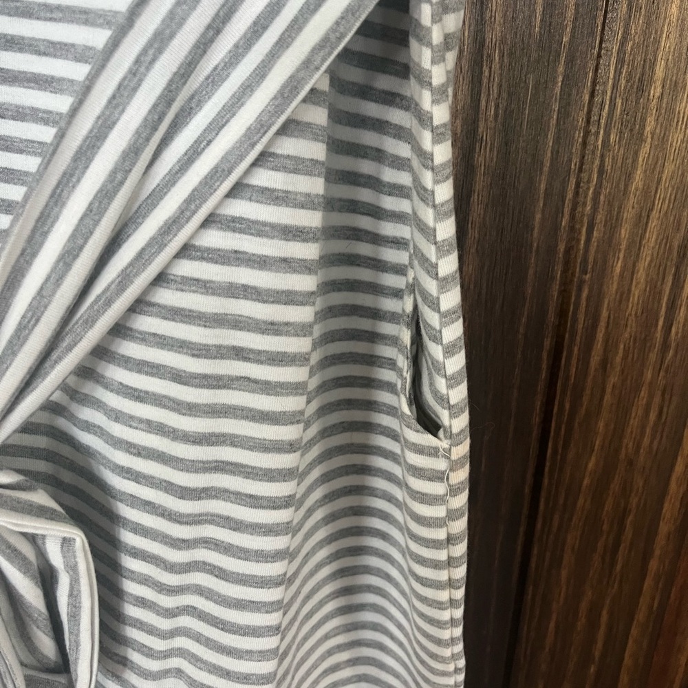 MEROKEETY Women's Striped Short Sleeve Shirt Dress Casual Tie Waist with Pockets - Picture 5 of 5